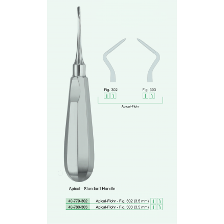 Елеватор стоматологічний Apical-Flohr Fig. 302 та Fig. 303 (40-779-302 / 40-780-303) COMED