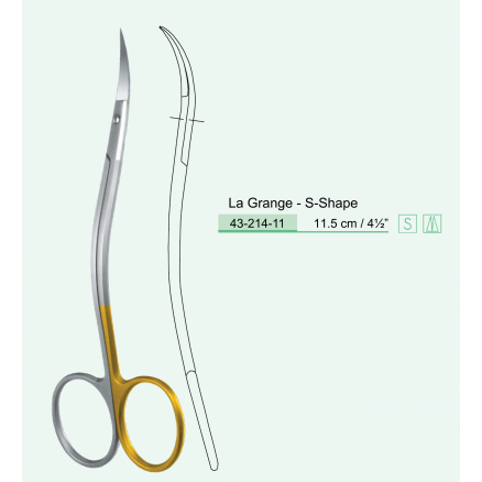 Ножиці хірургічні Iris, La Grange, S-подібні, 11.5см (43-214-11) COMED