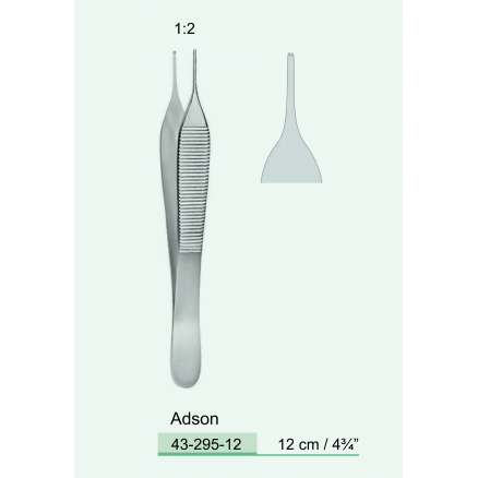 Пінцет Adson, 1:2 зубці, 12 см. (43-295-12) COMED