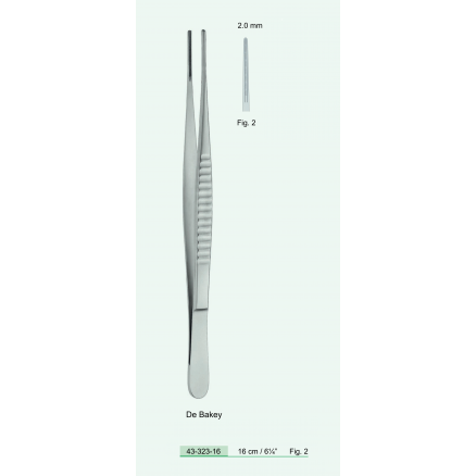 Пінцет De Bakey, Fig. 2, 2.0 мм, 16 см. (43-323-16) COMED