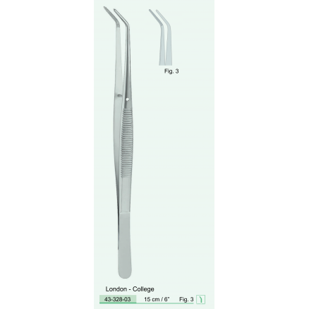 Пінцет London-College, вигнутий, Fig. 3, 15 см. (43-328-03) COMED