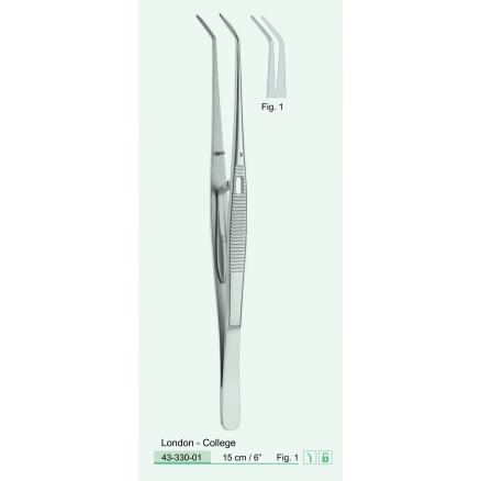 Пінцет London-College, вигнутий із замком, Fig. 1, 15 см. (43-330-01) COMED