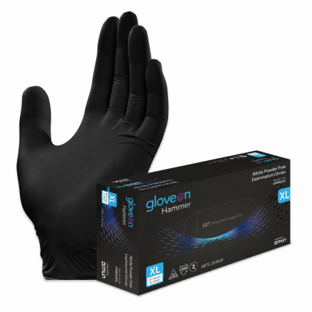 Рукавички нітрилові чорні GloveOn Hammer MUN Global